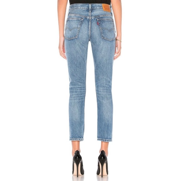 Levi's Wedgie Straight Jeans High Rise Medium Wash Before Dawn Distressed Sz 27 - Picture 2 of 15